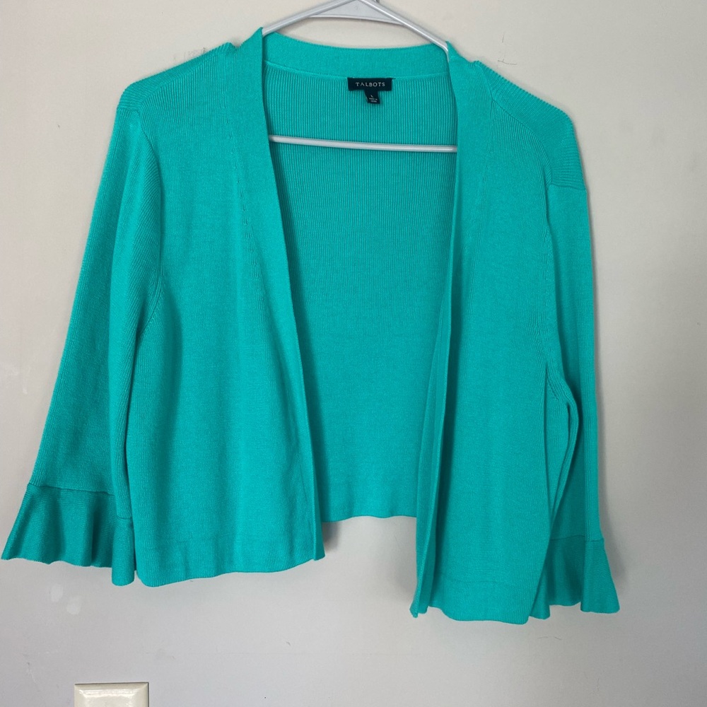 Talbots Collection Shrug Green 3/4 sleeves Large